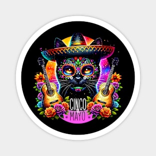 Cinco De Mayo Mexican Fiesta Cat Costume Party Sombrero Magnet